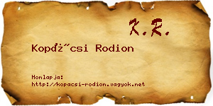 Kopácsi Rodion névjegykártya